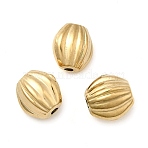 304 Stainless Steel Beads, Ion Plating(IP), Pumpkin, Real 18K Gold Plated, 8x8x6.5mm, Hole: 1.4mm(STAS-B097-20G)