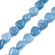 Natural Aquamarine Round Beads Strands, Dyed, Heart, 9.5~10.5x9.5~10.5x4.5~5.5mm, Hole: 1mm, about 40pcs/strand, 15.35 inch(39cm)(G-R190-10mm-28)