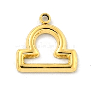 Real 18K Gold Plated Vacuum Plating 304 Stainless Steel Pendants, Twelve Constellations Charms, Libra, 10x10x1mm, Hole: 1.2mm(STAS-L278-002G-07)