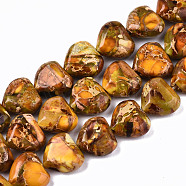 Natural Imperial Jasper Beads Strands, Heart, Dyed, Goldenrod, 9~10x10x5mm, Hole: 1.2mm, about 44~45pcs/strand, 15.55~15.94 inch(39.5~40.5cm)(G-S366-065A)