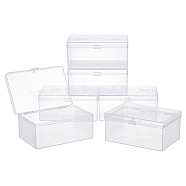 Transparent Plastic Bead Containers, with Hinged Lids, Flip Cover, Rectangle, White, 12.2x8.3x5.5cm, Inner Size: 11.8x8cm(CON-WH0074-62)