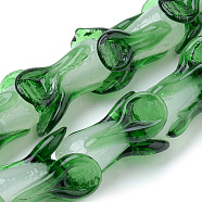 Handmade Lampwork Beads, Vegetable, Green, 18~20x13~15x13~15mm(LAMP-R099-13)