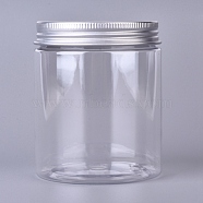 Plastic Empty Cosmetic Containers, with Aluminum Screw Top Lids, Clear, 8.6x7.1cm, Capacity: 250ml(8.45 fl. oz)(CON-WH0069-86F)