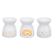 Ceramic Aroma Burner, for Fragrance and Aromatherapy, Mixed Patterns, 71x85mm, Hole: 32.5x48mm, Inner Diameter: 63mm, Box Size: 7.8x7.9x9.5cm, 3patterns, 1pc/pattern, 3pcs/set(PORC-FG0001-01B)