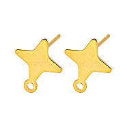 Star Shape 201 Stainless Steel Stud Earrings Findings, with 304 Stainless Steel Pins &  Horizontal Loops, Golden, 13.5x11mm, Hole: 1.4mm, Pin: 0.7mm.(X-STAS-Q251-02G)