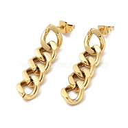 Ion Plating(IP) 304 Stainless Steel Curb Chains Dangle Stud Earrings for Women, Golden, 33.5x8mm, Pin: 0.8mm(EJEW-G289-14G)