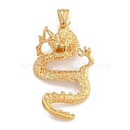 Ion Plating(IP) 304 Stainless Steel Big Pendants, Dragon Charm, Golden, 53x35.5x16.5mm, Hole: 9x5mm(STAS-D110-08G)