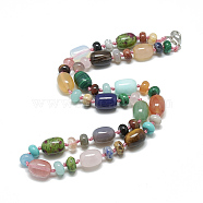 Natural & Synthetic Gemstone Beaded Necklaces, with Alloy Lobster Clasps, Barrel, 18.1 inch~18.5  inch(46~47cm), Barrel: 14x10mm(NJEW-S390-25)