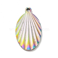 Ion Plating(IP) 304 Stainless Steel Pendants, Oval Charm, Rainbow Color, 22.5x13x1.9mm, Hole: 1.6mm(STAS-D025-05M-01)