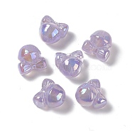 UV Plating Rainbow Iridescent Acrylic Beads, Bell Shape with Bowknot, Medium Purple, 17x17.5x14mm, Hole: 3.5mm(PACR-M003-07C)