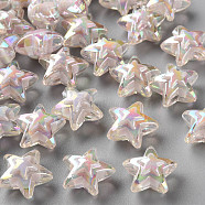 Transparent Acrylic Beads, Bead in Bead, AB Color, Star, WhiteSmoke, 15.5x16x9.5mm, Hole: 3mm, about 569pcs/500g(TACR-S152-11B-06)