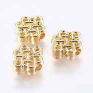 Alloy Beads, Real 18K Gold Plated, Chinese Knot, Golden, 9.5x11.5x4mm, Hole: 2.5mm(PALLOY-F204-03G)