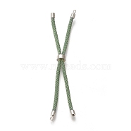 Nylon Twisted Cord Bracelet, with Brass Cord End, for Slider Bracelet Making, Dark Sea Green, 9 inch(22.8cm), Hole: 2.8mm, Single Chain Length: about 11.4cm(MAK-M025-155A)