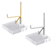 2Pcs 2 Colors Square Transparent Acrylic Mineral Crystal Stands, Raw Gemstone Display Easels with Stainless Steel Holder, Mixed Color, Finish Product: 5.95x5.95x8.75cm, 1pc/color(ODIS-GL0001-06)