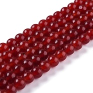 Natural White Jade Beads, Round, Dyed, FireBrick, 6mm, Hole: 1mm, about 58~61pcs/strand, 37.5~38.5cm(G-G766-A-11)