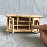 1:12 Dollhouse DIY Miniature Furniture Wood Color/White Double Door TV Cabinet Storage, BurlyWood, 121x45x61mm.(PW-WG88539-02)