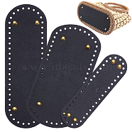 TPR Plastic Imitation Leather Bag Bottoms Set, with Iron Nails, Oval, Black, 18.1~26.1x5~10.2x0.3~0.4cm, Hole: 3.5~4mm, 3pcs/set(FIND-WH0013-96)