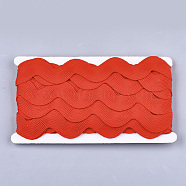 Polyester Ribbons, Wave Shape, Red, 38~40mm, 10yard/card(SRIB-S050-E05)