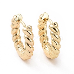 Brass Twist Rope Hoop Earrings for Women, Real 18K Gold Plated, 17.5x19.5x4mm, Pin: 1mm(EJEW-A083-17G)