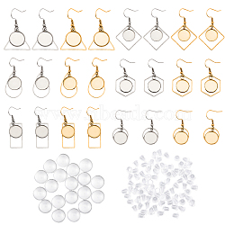 Unicraftale DIY Earring Making Kits, including 24Pcs 12 Styles 304 Stainless Steel Earring Settings, with 24Pcs Transparent Glass Cabochons and 24Pcs Plastic Ear Nuts, Golden & Stainless Steel Color, 35~44mm, 2pcs/style(DIY-CA0005-74)