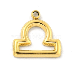 Real 18K Gold Plated PVD Vacuum Plating 304 Stainless Steel Pendants, Twelve Constellations Charms, Libra, 10x10x1mm, Hole: 1.2mm(STAS-L278-002G-07)