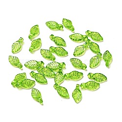 Transparent Acrylic Charms, Leaf Charm, Green Yellow, 10.5x5x3.5mm, Hole: 1.4mm(X-MACR-C009-12)