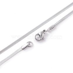 304 Stainless Steel Snake Chains Necklaces, with Lobster Clasps, Stainless Steel Color, 17.7 inch(45cm), 2mm(NJEW-O058-28P)
