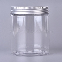 Plastic Empty Cosmetic Containers, with Aluminum Screw Top Lids, Clear, 8.6x7.1cm, Capacity: 250ml(8.45 fl. oz)(CON-WH0069-86F)