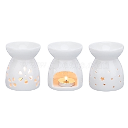 Ceramic Aroma Burner, for Fragrance and Aromatherapy, Mixed Patterns, 71x85mm, Hole: 32.5x48mm, Inner Diameter: 63mm, Box Size: 7.8x7.9x9.5cm, 3patterns, 1pc/pattern, 3pcs/set(PORC-FG0001-01B)