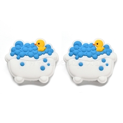 Duck Food Grade Eco-Friendly Silicone Focal Beads, Chewing Beads For Teethers, DIY Nursing Necklaces Making, Blue, 25x30x9mm, Hole: 2.5mm(SIL-I007-01)