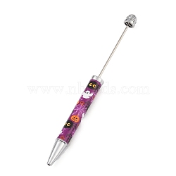 Halloween Theme Plastic Ball-Point Pen, Iron Pole Beadable Pen, for DIY Personalized Pen with Jewelry Beads, Medium Violet Red, 150x11mm, Pin: 2mm(AJEW-P126-A01)