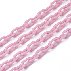 Opaque Acrylic Cable Chains, Oval, Pearl Pink, 13x8x2mm, 19.68 inch(50cm)/strand(SACR-N010-002H)