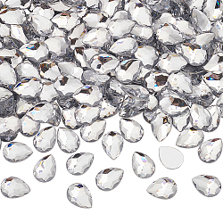 250Pcs Acrylic Rhinestone Cabochons, Flat Back & Faceted, Teardrop, Clear, 18x13x4mm(GACR-FG0001-13)