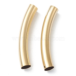 Brass Tube Beads, Long-Lasting Plated, Curved Beads, Tube, Real 24K Gold Plated, 50x8mm, Hole: 7mm(KK-Y003-90M-G)
