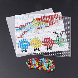 (Holiday Stock-Up Sale)DIY Melty Beads Fuse Beads Sets: Fuse Beads, ABC Plastic Pegboards, Pattern Paper and Ironing Paper, Bird & Worm Pattern, Square, Colorful, 14.7x14.7cm(DIY-S033-061)