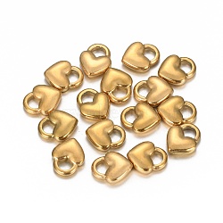 Ion Plating(IP) 304 Stainless Steel Charms, Heart Lock, Golden, 11x9x3mm, Hole: 3x4mm(STAS-I157-04G)