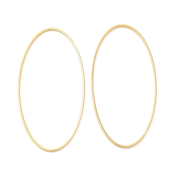Brass Linking Rings, Cadmium Free & Lead Free, Long-Lasting Plated, Oval, Real 24K Gold Plated, 40x20x1mm, Inner Diameter: 39x19mm