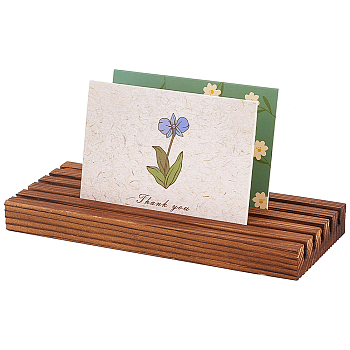 Pine Wood Place Card Display Stands, for Postcards, Earring Display Cards Holder, Rectangle, Dark Goldenrod, 200x79x20mm