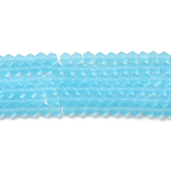 Imitate Austrian Crystal Frosted Glass Beads Strands, Grade AA, Faceted, Bicone, Sky Blue, 3.5~3.8x3mm, Hole: 0.8mm, about 113~115pcs/strand, 14.17~14.37 inch(36~36.5cm)