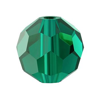 Preciosa&reg Crystal Beads, Czech Crystal, 451 19 602 Round, 50730 Emerald, 4mm, Hole: 1mm