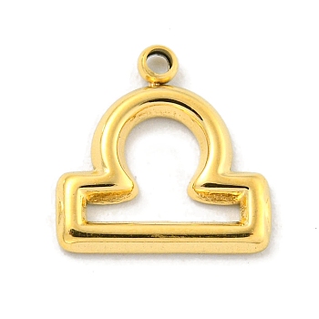 Real 18K Gold Plated Vacuum Plating 304 Stainless Steel Pendants, Twelve Constellations Charms, Libra, 10x10x1mm, Hole: 1.2mm