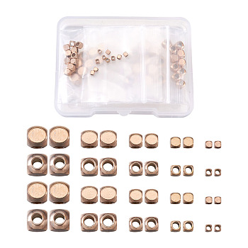 PVD Vacuum Plating 304 Stainless Steel Beads, Cube, Rose Gold, 4x4x4mm, Hole: 2.5mm, 50pcs/box