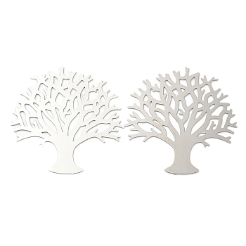 201 Stainless Steel Filigree Joiners, Etched Metal Embellishments, Tree, Stainless Steel Color, 27x27x0.3mm