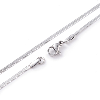 304 Stainless Steel Snake Chains Necklaces, with Lobster Clasps, Stainless Steel Color, 17.7 inch(45cm), 2mm
