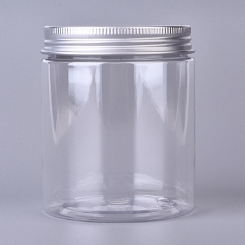 Plastic Empty Cosmetic Containers, with Aluminum Screw Top Lids, Clear, 8.6x7.1cm, Capacity: 250ml(8.45 fl. oz)