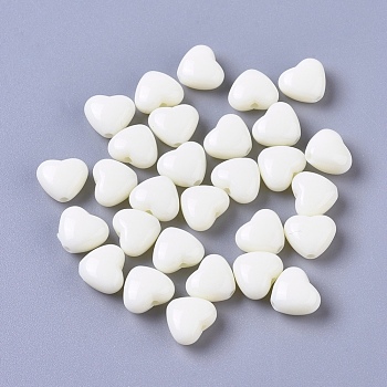 Opaque Acrylic Beads, Heart, Seashell Color, 7.5x9.5x5mm, Hole: 1.5mm, about 72pcs/16g