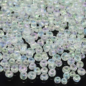 Round Glass Seed Beads, Transparent Colours Rainbow, Round, Clear, 4mm