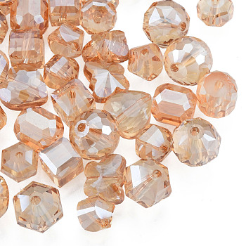 Transparent Glass Beads, Mixed Shapes, BurlyWood, 7~10x7~10x5~9.5mm, Hole: 1~1.5mm