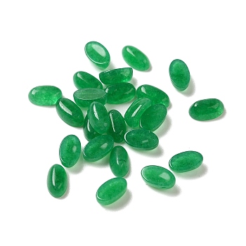 Natural White Jade Dyed Cabochons, Oval, Green, 5x3x2mm