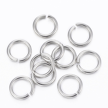 304 Stainless Steel Open Jump Rings, Stainless Steel Color, 18 Gauge, 8x1mm, Inner Diameter: 6mm